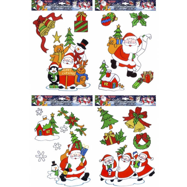 Kerst decoratie stickers kerstman plaatjes set - Feeststickers