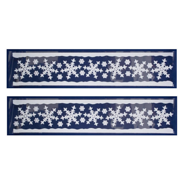 2x stuks velletjes kerst raamstickers sneeuwvlokken 12,5 x 58,5 cm - Feeststickers