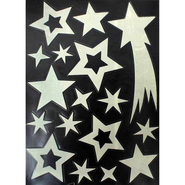 1x stuks velletjes kerst glow in the dark sterrenhemel 29,5 x 40 cm - Feeststickers