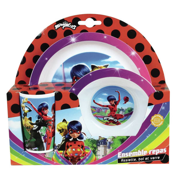 Kinder ontbijt set Disney Miraculous Ladybug 3-delig van kunststof - Serviessets