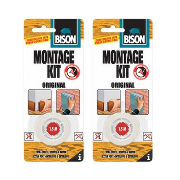 2x rollen Bison montagekit tape original 19 mm x 1,5 m - Tape (klussen)