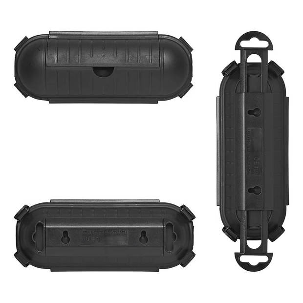 2x Stekkersafes / veiligheidsboxen stekkerverbindingen IP44 kunststof zwart 21 x 8 x 8,5 cm - Stekkersafe