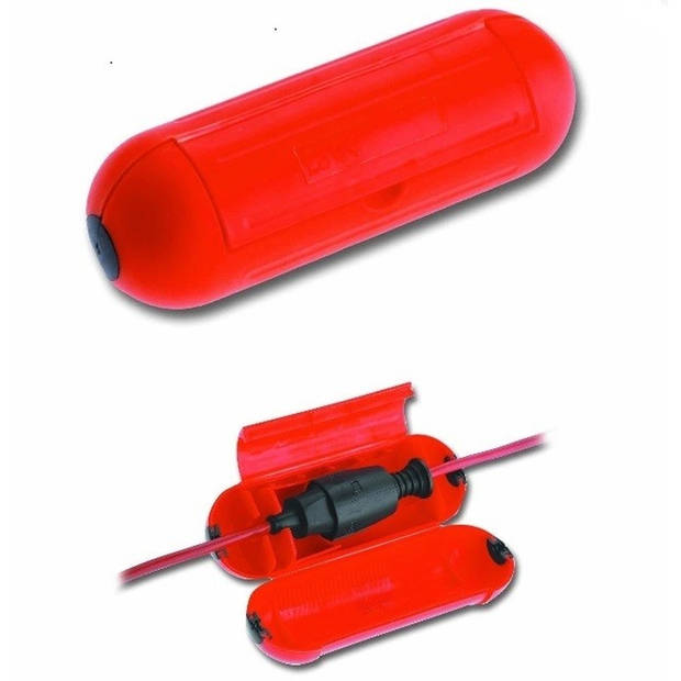 2x Stekkersafe / veiligheidsboxen stekkerverbindingen kunststof rood 21 x 6,5 x 7 cm - Stekkersafe