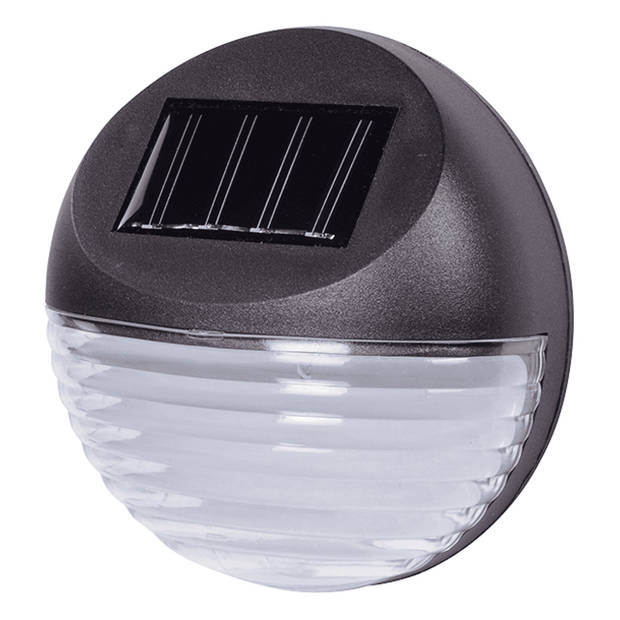 8x Solar LED tuinverlichting voor huis/muur/schutting 11 cm zwart - Buitenverlichting