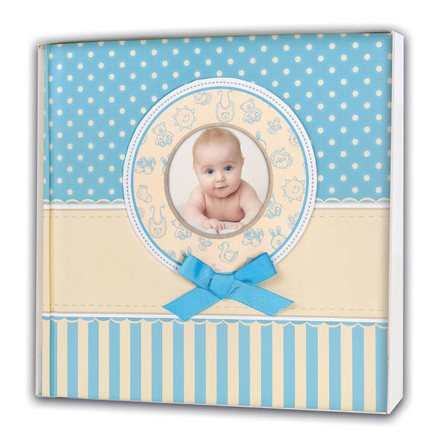 Fotoboek/fotoalbum Matilda baby jongetje met 30 paginas blauw 31 x 31 x 3,5 cm - Fotoalbums