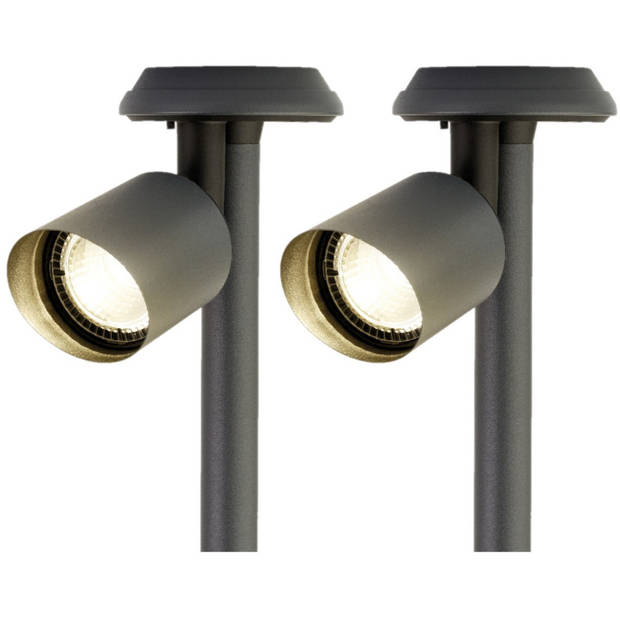 Set van 2x stuks solar spotlight/tuinpad verlichting op zonne-energie 25 cm - Prikspotjes