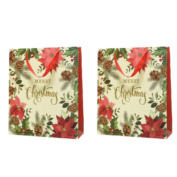 2x stuks grote kerst cadeautas/tas voor kerstcadeautjes Merry Christmas 72 cm - Cadeaudoosjes