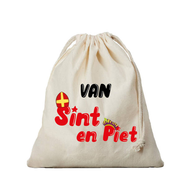 1x Sinterklaas cadeauzak Van Sint en Piet met koord voor pakjesavond als cadeauverpakking - cadeauverpakking feest