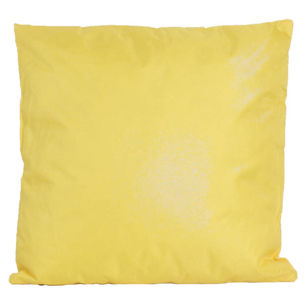Bank/tuin kussens set - voor binnen/buiten - 4x stuks - geel/antraciet grijs - 45 x 45 cm - Sierkussens