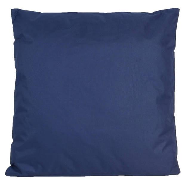 1x Buiten/woonkamer/slaapkamer kussens in het donkerblauw 45 x 45 cm - Sierkussens