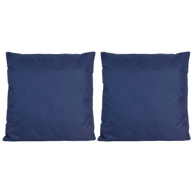 1x Buiten/woonkamer/slaapkamer kussens in het donkerblauw 45 x 45 cm - Sierkussens
