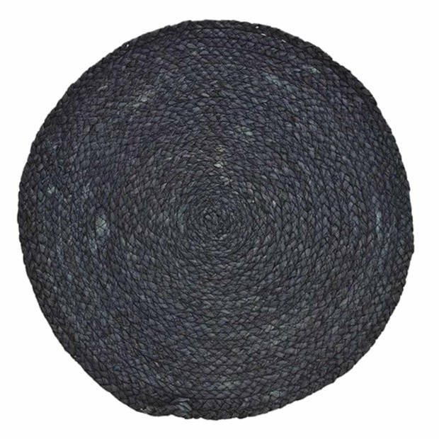 1x Placemats rond rotan handgemaakt zwart 38 cm - Placemats