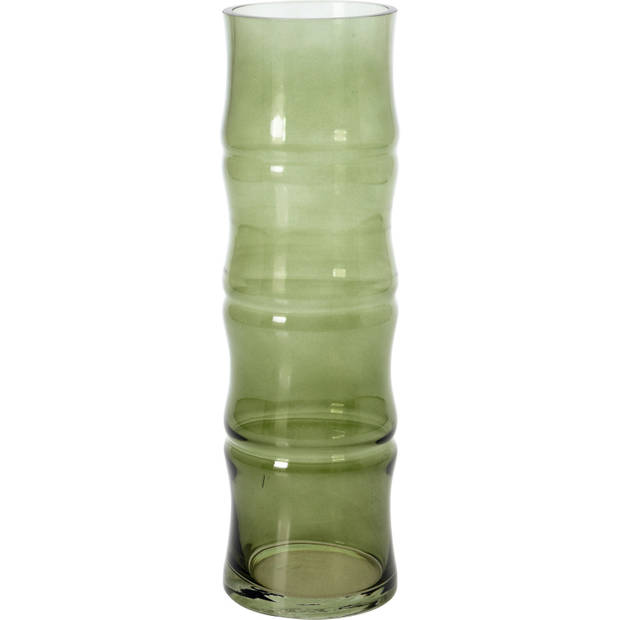 2x stuks lichtgroene glazen bamboe vaas/vazen 9 x 31 cm - Vazen