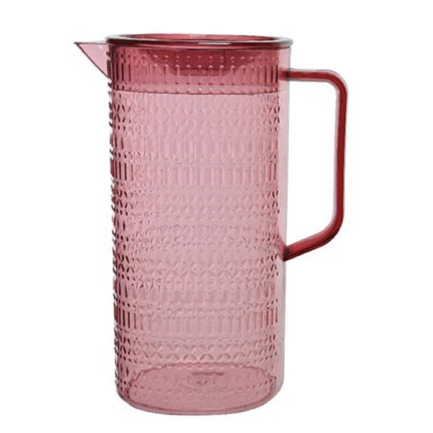 Schenkkan/waterkan/sapkan/limonadekan set met 6 glazen roze - Schenkkannen