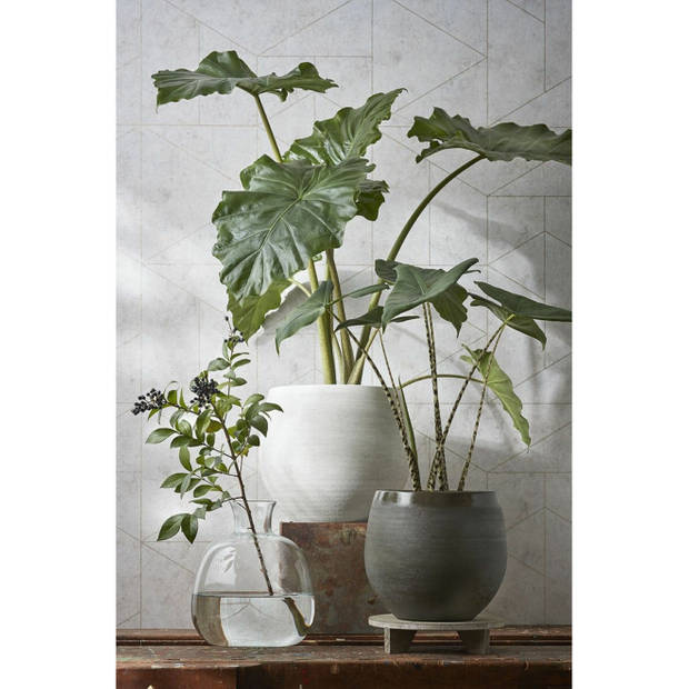 Floran Bloempot - donkergroen met relief - keramiek - 33 x 28 cm - Plantenpotten