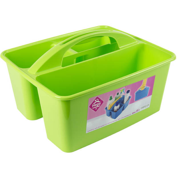 2x stuks groene opbergbox/opbergdoos mand met handvat 6 liter kunststof - Opbergbox