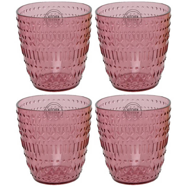 Set van 4x stuks kunststof bekers roze 200 ml - Drinkglazen