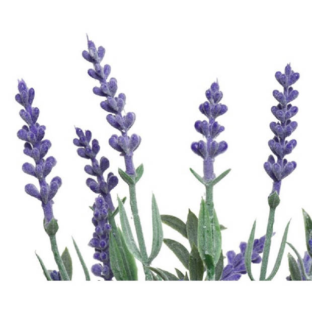 2x stuks paarse Lavendula/lavendel kunstplant 32 cm in witte pot - Kunstplanten