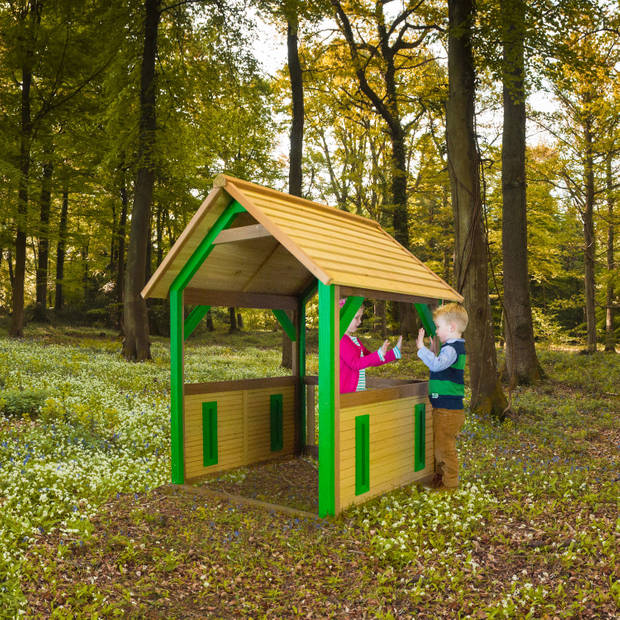AXI Jane Speelhuis van FSC hout Speelhuisje voor de tuin / buiten in bruin & groen
