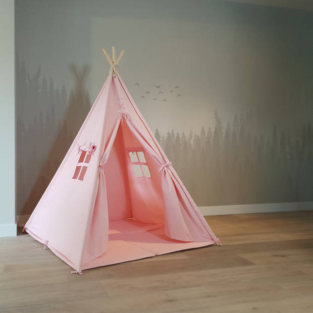 Sunny Alba Tipi Tent voor kinderen in roze Wigwam Speeltent met ramen