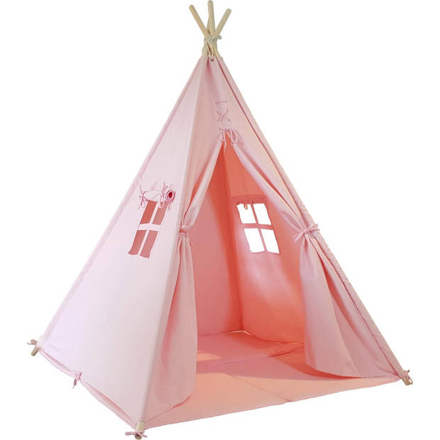 Sunny Alba Tipi Tent voor kinderen in roze Wigwam Speeltent met ramen