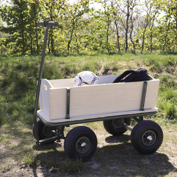 SUNNY Billy Beach Wagon / Bolderkar van blank hout Bolderwagen met luchtbanden in antraciet