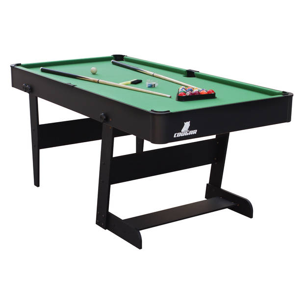 Cougar Hustle XL Pooltafel 6ft inklapbaar zwart / groen Inklapbare biljarttafel incl. accessoires