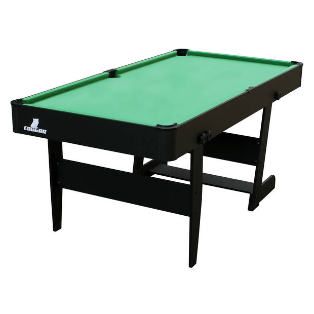 Cougar Hustle XL Pooltafel 6ft inklapbaar zwart / groen Inklapbare biljarttafel incl. accessoires