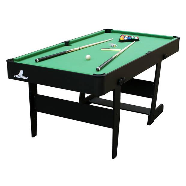 Cougar Hustle XL Pooltafel 6ft inklapbaar zwart / groen Inklapbare biljarttafel incl. accessoires