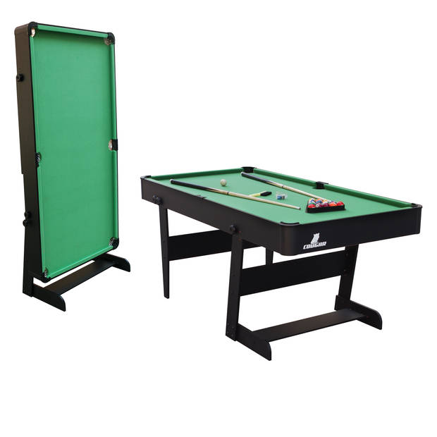 Cougar Hustle XL Pooltafel 6ft inklapbaar zwart / groen Inklapbare biljarttafel incl. accessoires