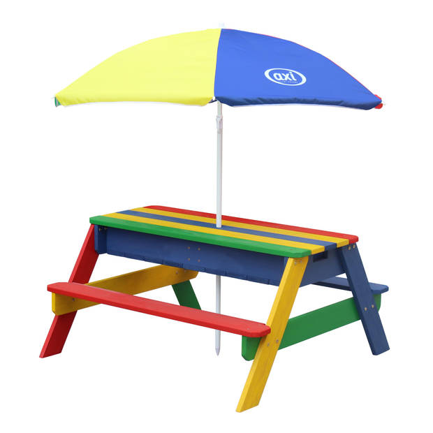 AXI Nick Picknicktafel / Zandtafel / Watertafel voor kinderen in regenboog kleuren met parasol Multifunctionele