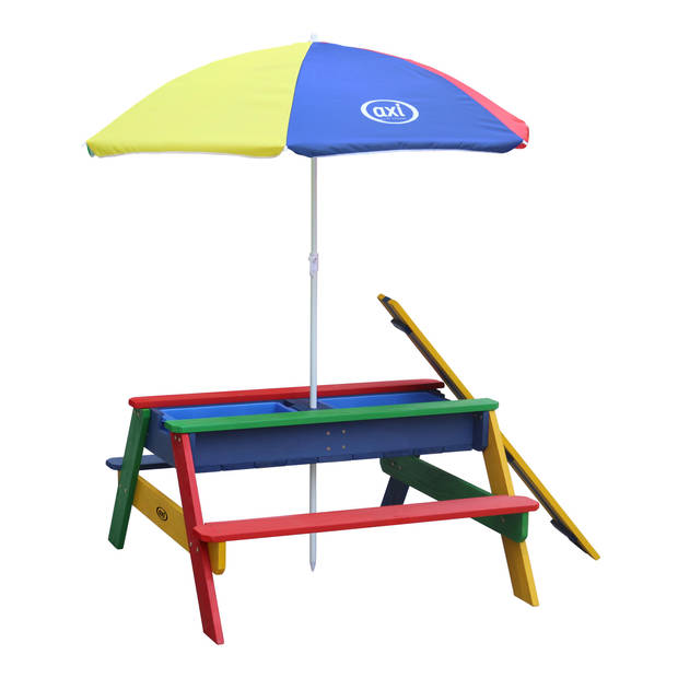 AXI Nick Picknicktafel / Zandtafel / Watertafel voor kinderen in regenboog kleuren met parasol Multifunctionele