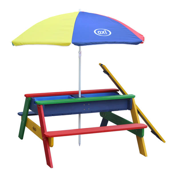 AXI Nick Picknicktafel / Zandtafel / Watertafel voor kinderen in regenboog kleuren met parasol Multifunctionele