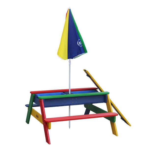 AXI Nick Picknicktafel / Zandtafel / Watertafel voor kinderen in regenboog kleuren met parasol Multifunctionele