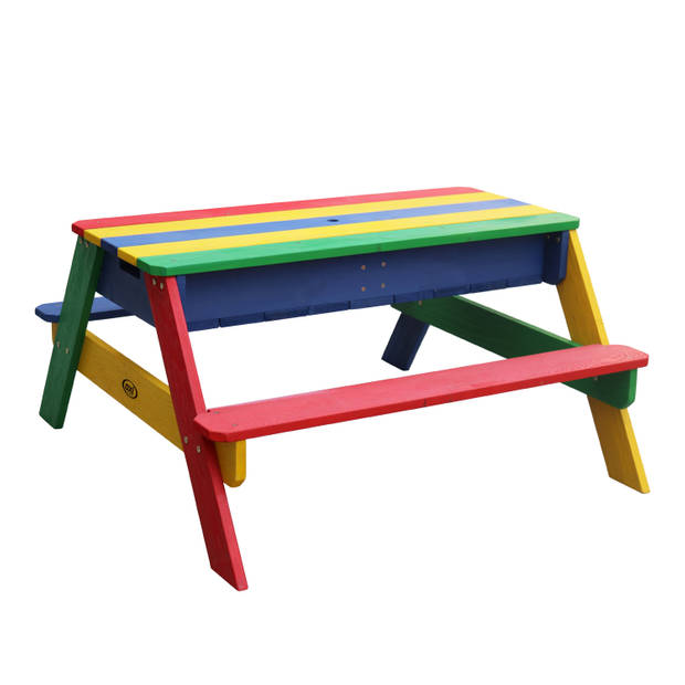 AXI Nick Picknicktafel / Zandtafel / Watertafel voor kinderen in regenboog kleuren met parasol Multifunctionele
