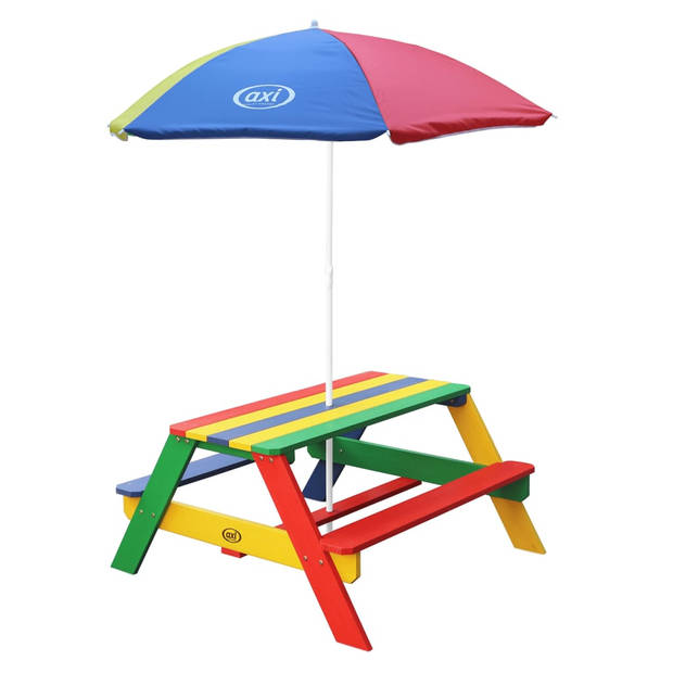 AXI Kinderpicknicktafel Nick met parasol regenboogkleurig