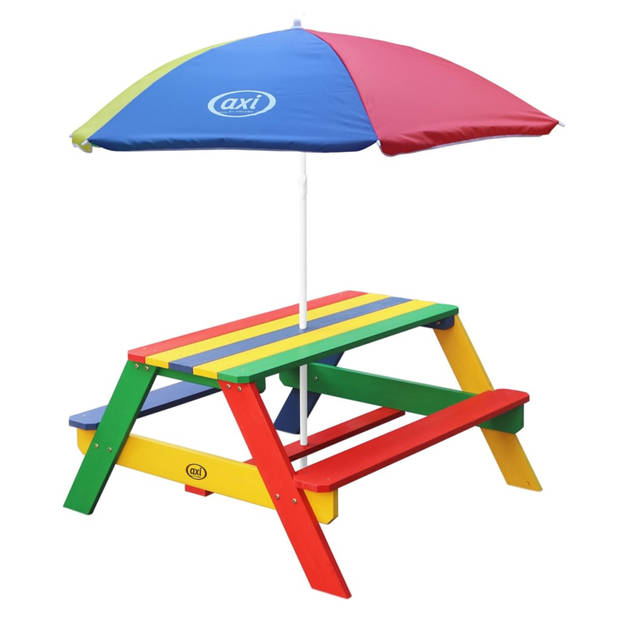 AXI Kinderpicknicktafel Nick met parasol regenboogkleurig