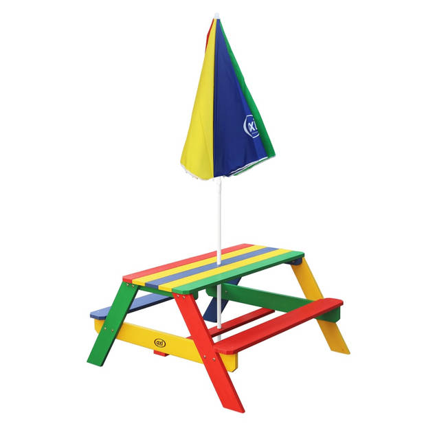 AXI Kinderpicknicktafel Nick met parasol regenboogkleurig