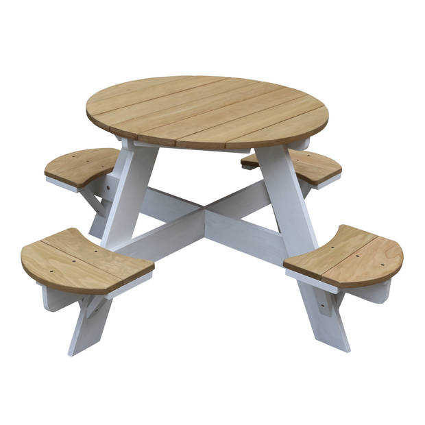 AXI Ufo Picknicktafel rond voor 4 kinderen in bruin & wit Picknick tafel van hout