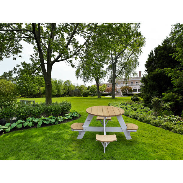 AXI Ufo Picknicktafel rond voor 4 kinderen in bruin & wit Picknick tafel van hout