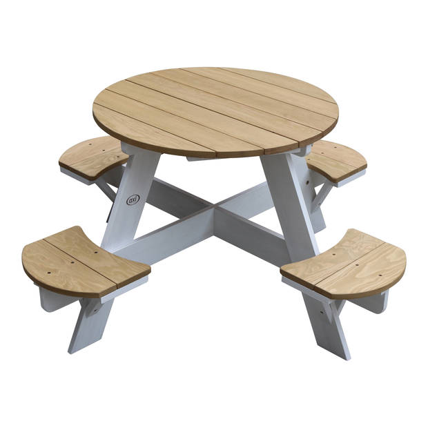 AXI Ufo Picknicktafel rond voor 4 kinderen in bruin & wit Picknick tafel van hout