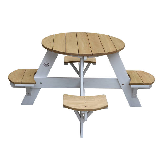 AXI Ufo Picknicktafel rond voor 4 kinderen in bruin & wit Picknick tafel van hout