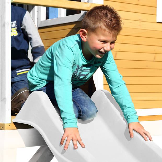 AXI Marc Speelhuis op palen, zandbak & witte glijbaan Speelhuisje voor de tuin / buiten in bruin & wit van FSC hout