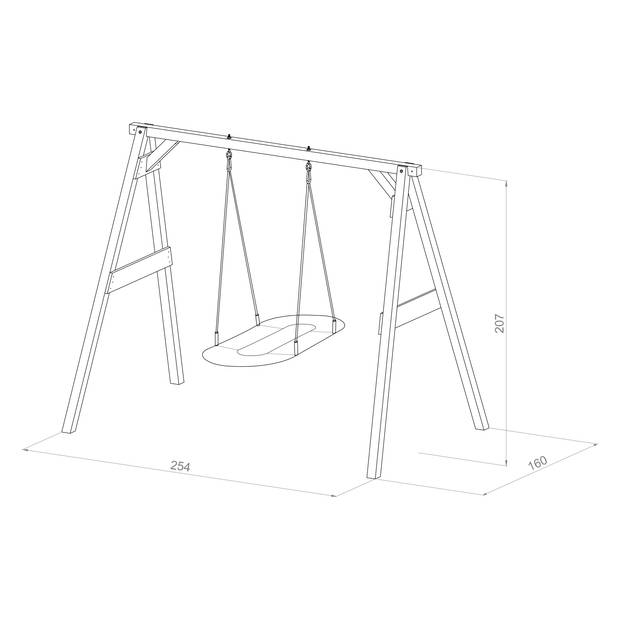 AXI Nestschommel Roxy met frame van hout in bruin & wit Vrijstaande schommel voor kinderen met nest schommelzitje