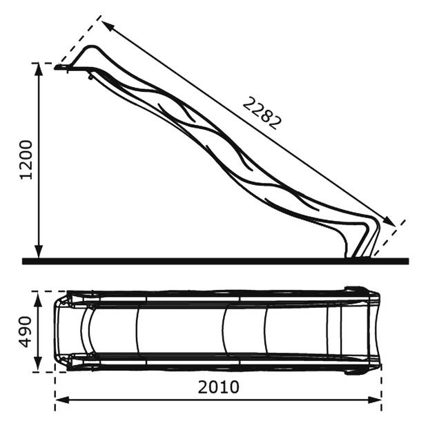 AXI Sky230 Glijbaan met wateraansluiting in Grijs - 228 cm Aanbouwglijbaan van Kunststof voor Platformhoogte 120cm