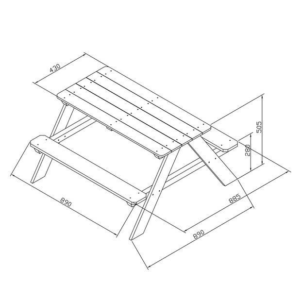 AXI Dave Picknicktafel voor kinderen in bruin Picknick tafel van hout