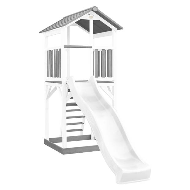 AXI Beach Tower Speeltoestel van hout in Grijs & Wit Speeltoren met zandbak en witte glijbaan