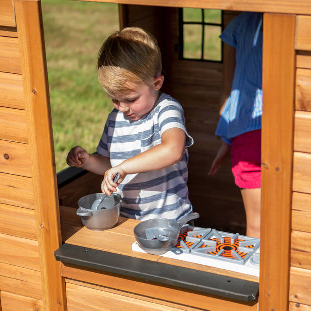 Backyard Discovery Sweetwater speelhuis hout in Bruin & Grijs Speelhuisje voor buiten in de tuin