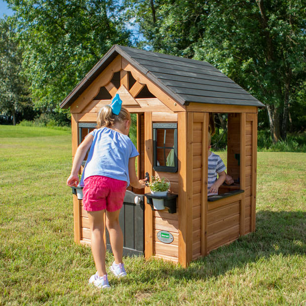 Backyard Discovery Sweetwater speelhuis hout in Bruin & Grijs Speelhuisje voor buiten in de tuin