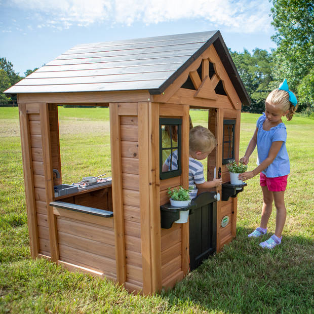 Backyard Discovery Sweetwater speelhuis hout in Bruin & Grijs Speelhuisje voor buiten in de tuin